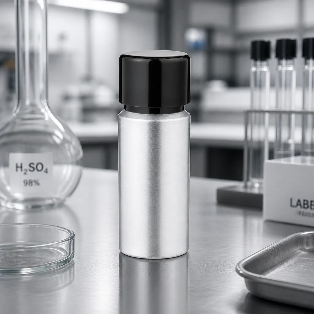 Bouteille d'échantillon professionnelle en aluminium de 20 ml avec bouchon à vis pour l'industrie et la recherche
