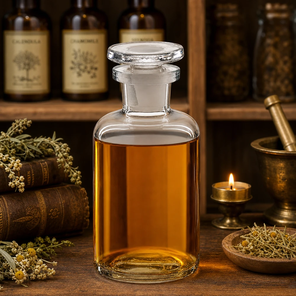 Petite bouteille en verre de 50 ml avec bouchon en verre, à col étroit et épaulement arrondi, pour huiles essentielles