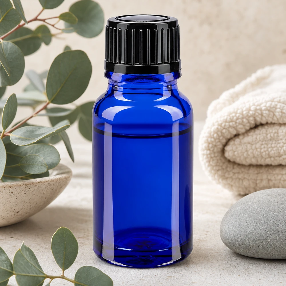 Flacon de pharmacie bleu cobalt de 10 ml, SV STD noir, 11 mm, pour l'aromathérapie et le bien-être