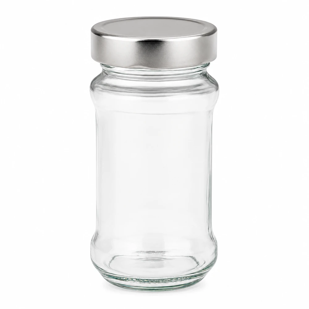390ml Verre rond avec couvercle BasicSeal argent UNiTWIST