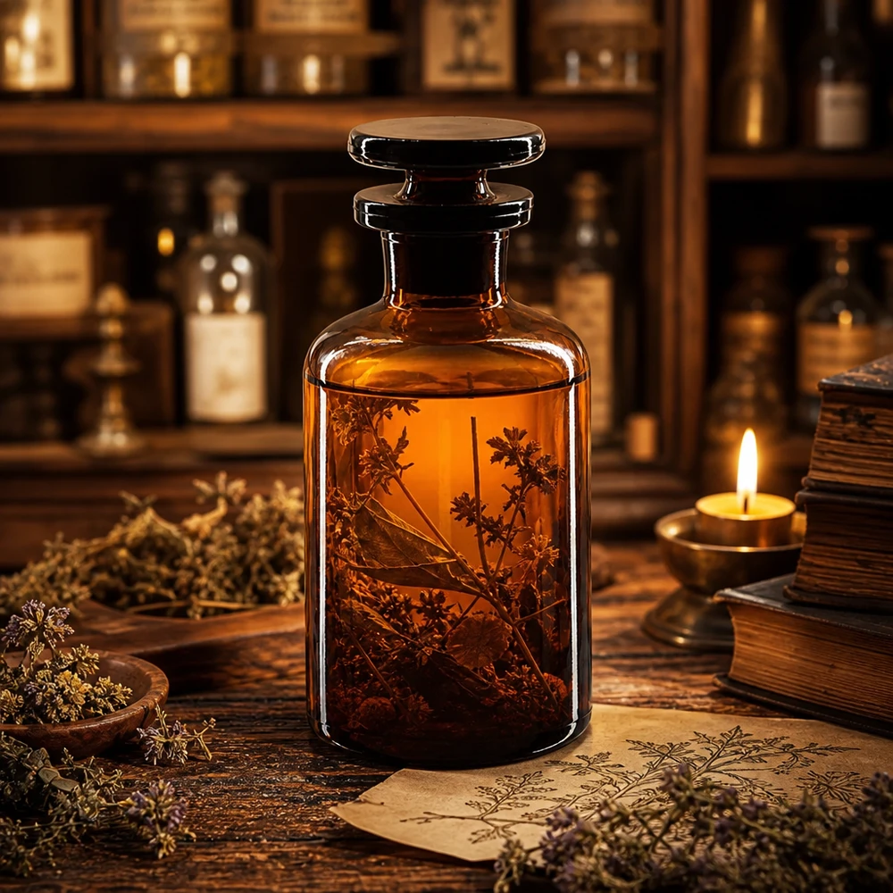 Flacon pharmaceutique 50 ml col étroit en verre ambré + bouchon Flacon de pharmacie brun de 50 ml à col étroit avec bouchon en verre, pour les teintures à base de plantes et la médecine naturelle