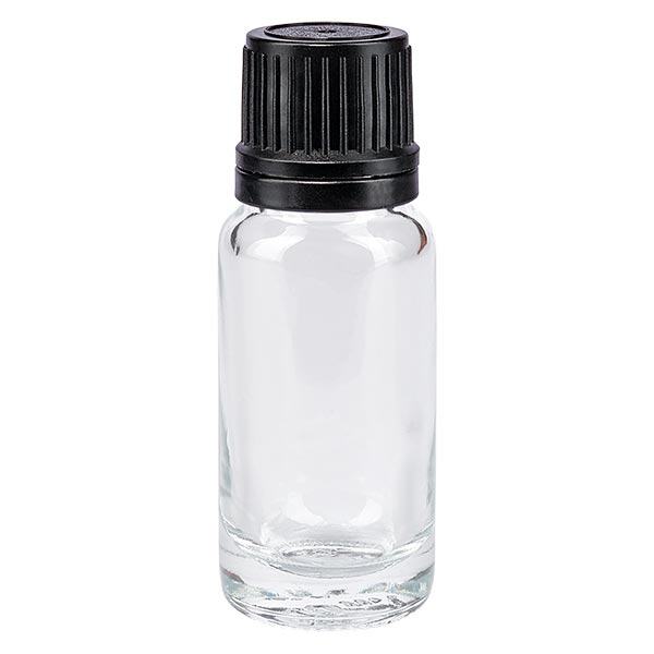 Flacon de pharmacie clair 10ml bouchon vissable bague de coulée noire bouchon inviolabilité
