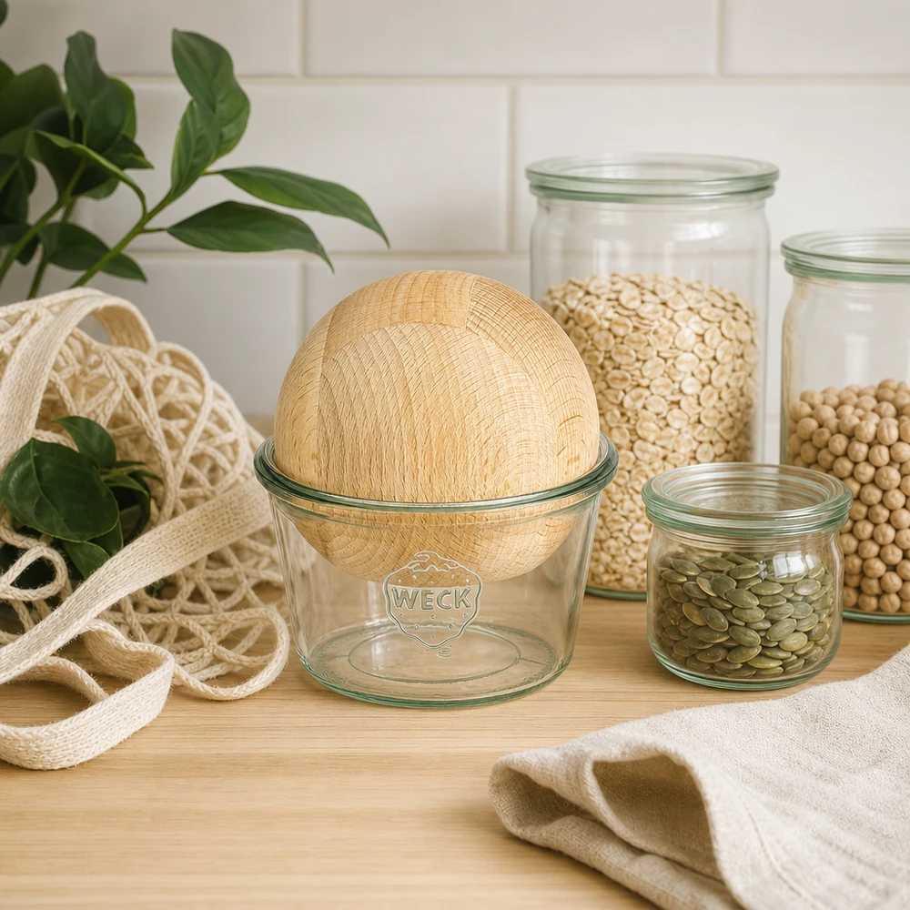 WECK Pot renversé 370ml RR100 Durabilité Zero Waste Cuisine Boule de hêtre Boîtes à provisions Légumes secs Öko Lifestyle