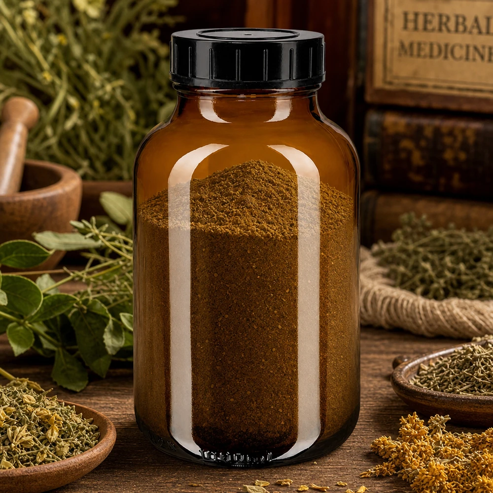 Grande bouteille de pharmacie de 1000ml en verre brun avec couvercle noir pour les poudres d'herbes et les teintures