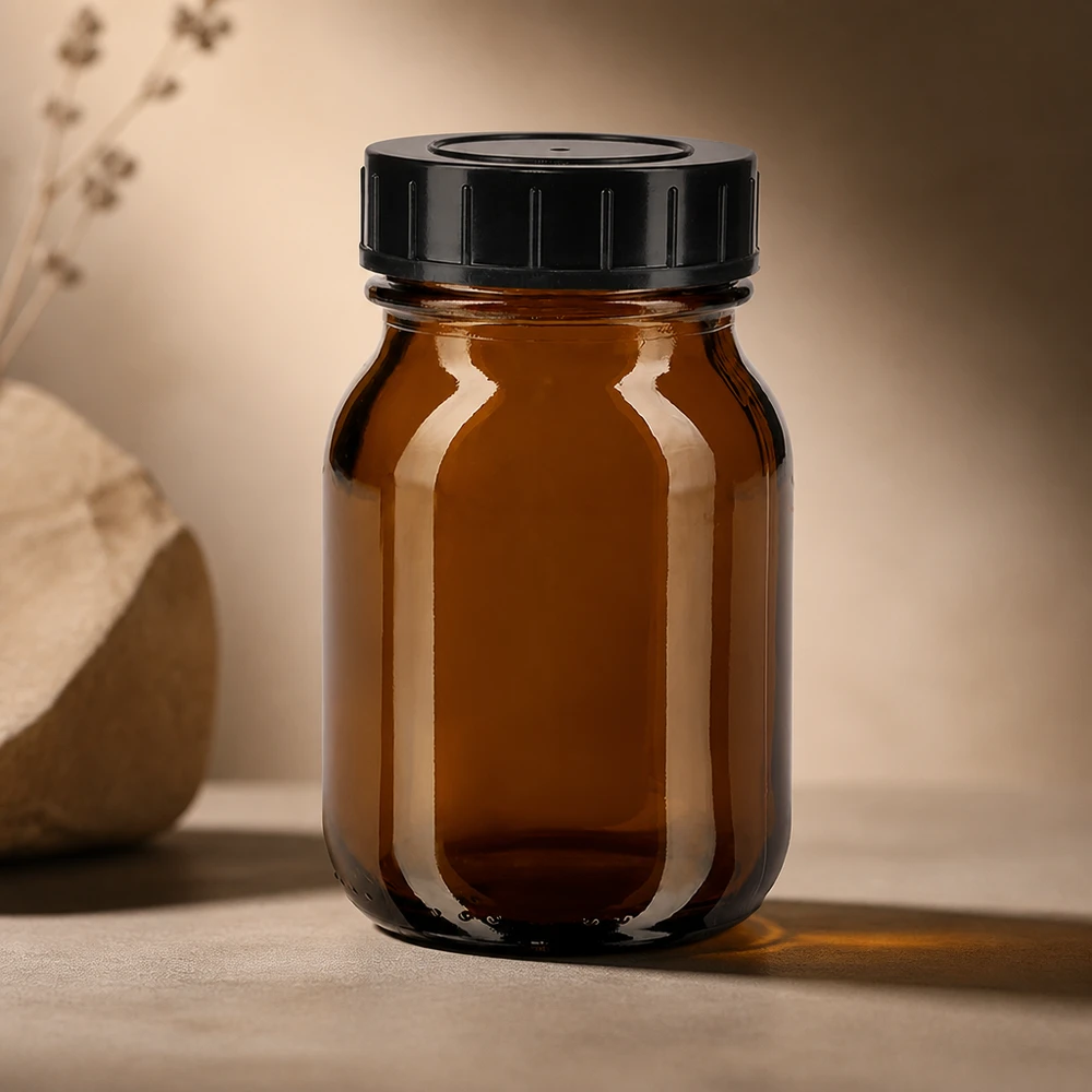 Bouteille en verre brun de haute qualité de 75 ml avec bouchon à vis pour un stockage optimal des suppléments