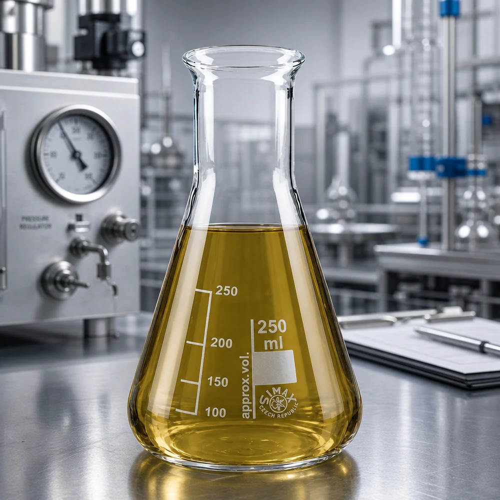 Erlenmeyer 250ml col large, verre borosilicate Fiole erlenmeyer scientifique 250ml avec repères de mesure dans un environnement de laboratoire professionnel
