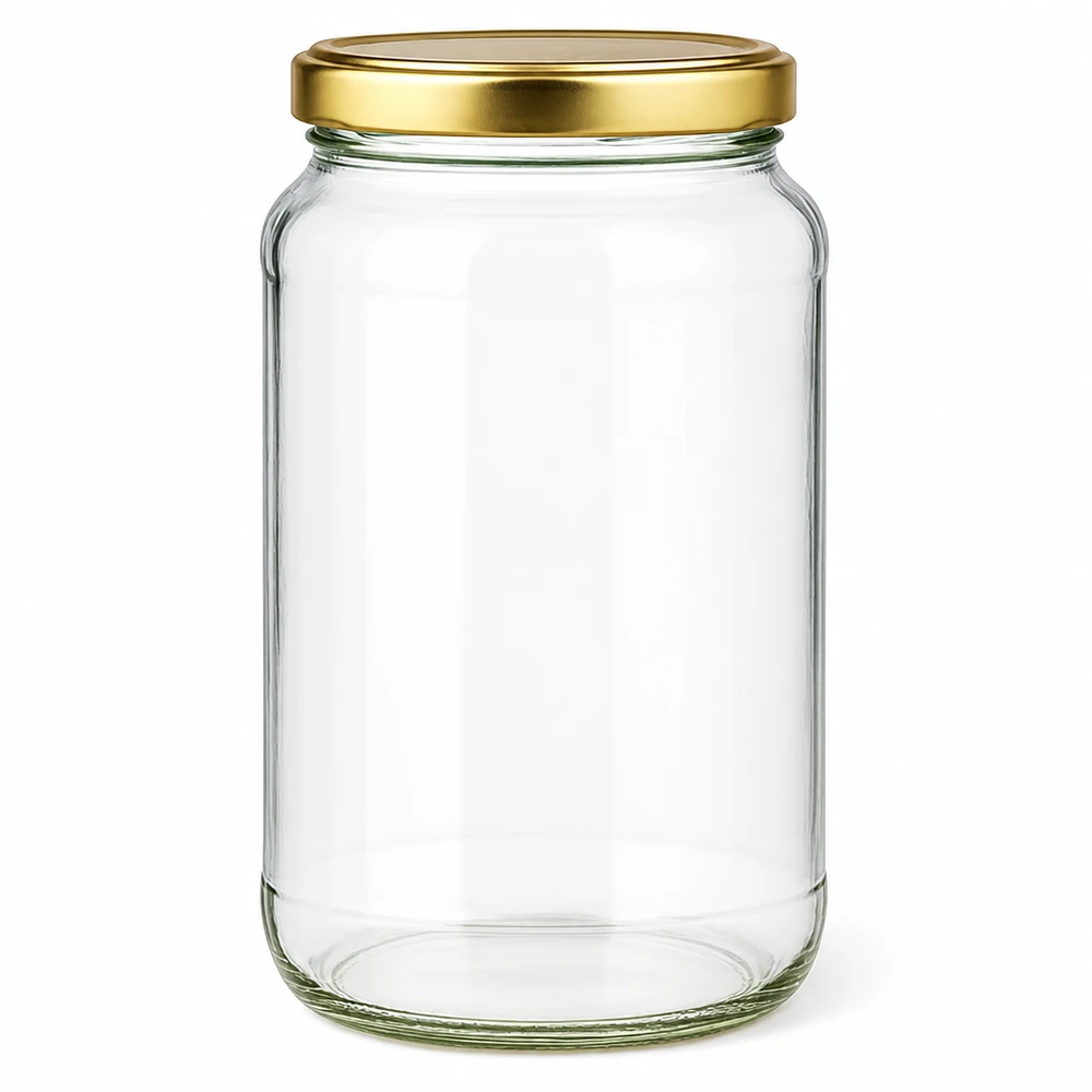 1700ml Verre rond avec couvercle BasicSeal or UNiTWIST Bocal rond de 1700ml avec couvercle doré BasicSeal UNiTWIST - bocal vide en verre clair pour la conservation