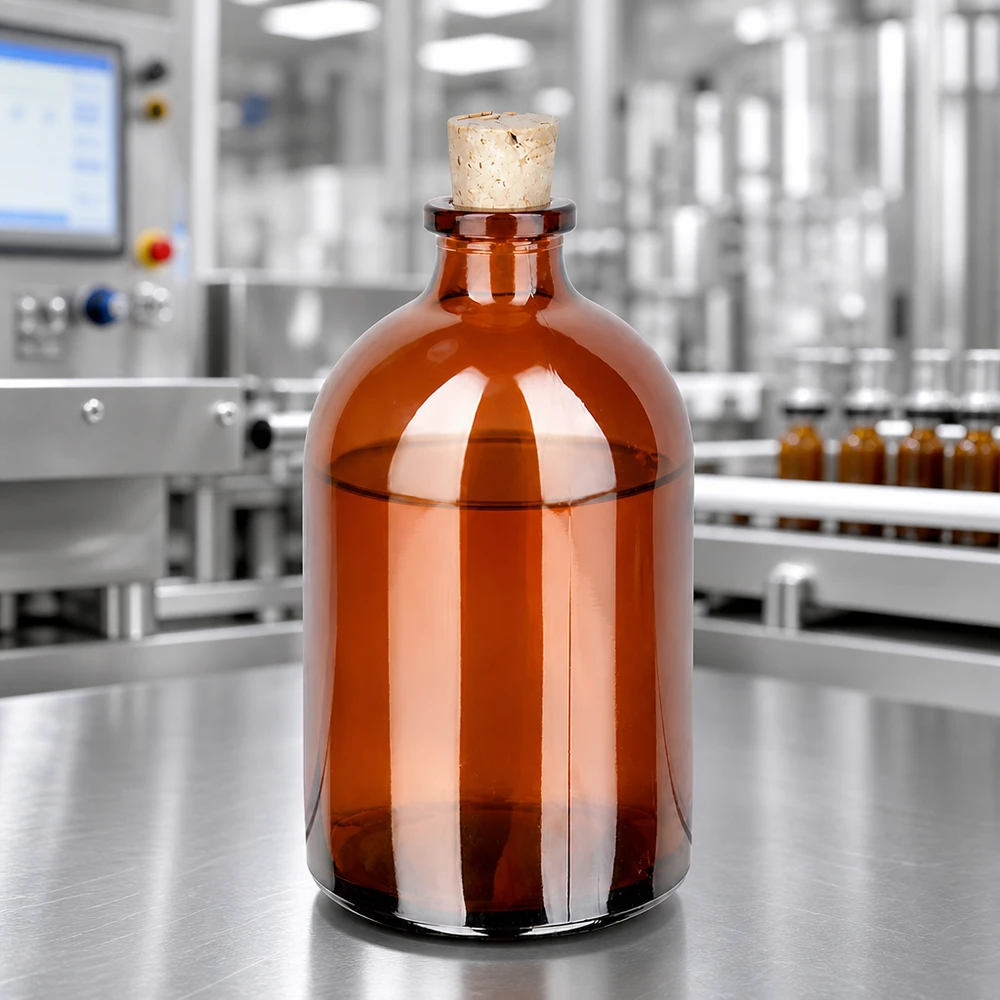 Braunglas-Vorratsflasche 100ml mit Naturkorken für lichtempfindliche Flüssigkeiten und Öle