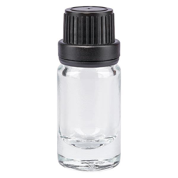 Flacon de pharmacie transparent 5ml bouchon à vis noir étanche bouchon original