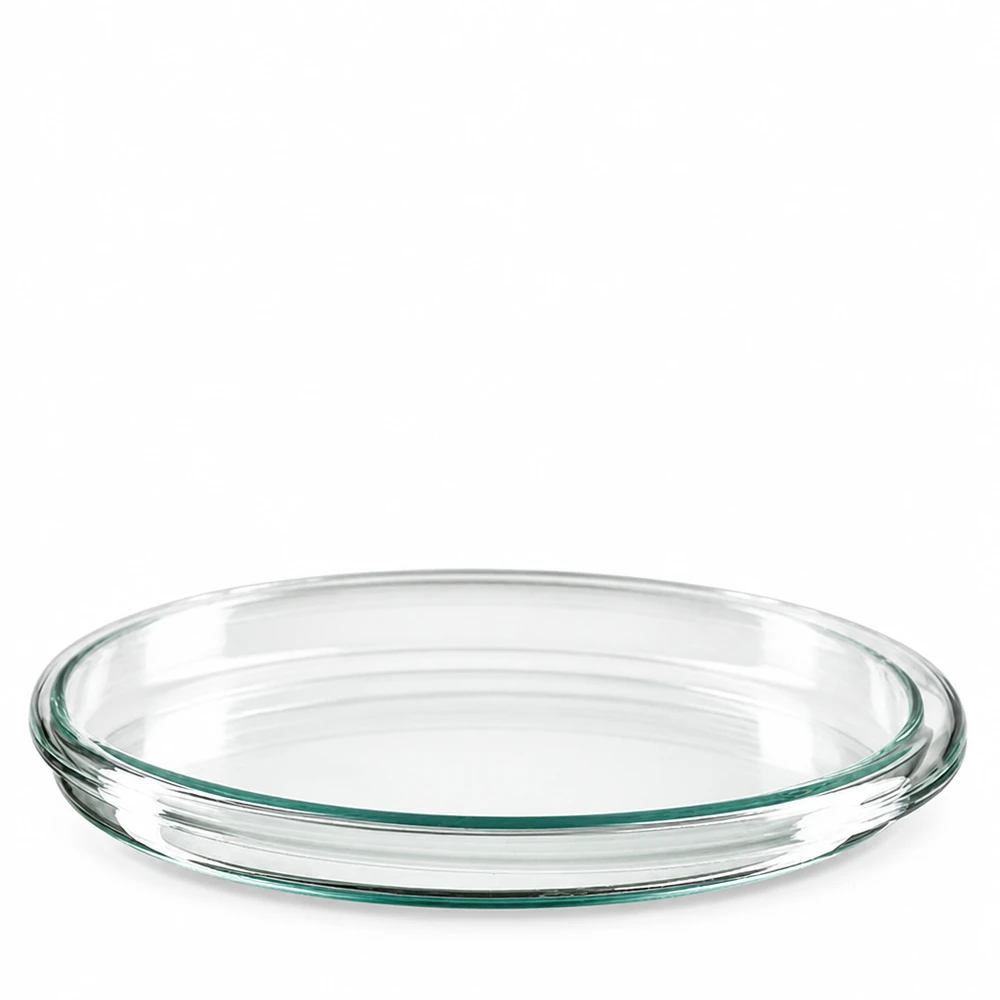 Boîte de Petri en verre 100x10 mm Boîtes de Pétri rondes en verre, 100 mm de diamètre, 10 mm de hauteur, forme plate