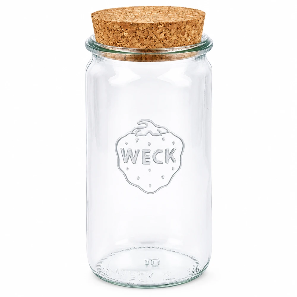 340ml bocal cylindrique WECK RR60 avec bouchon nature WECK Bocal de conservation 340ml avec bouchon en liège naturel RR60 Bocal cylindrique transparent Bocal de conservation