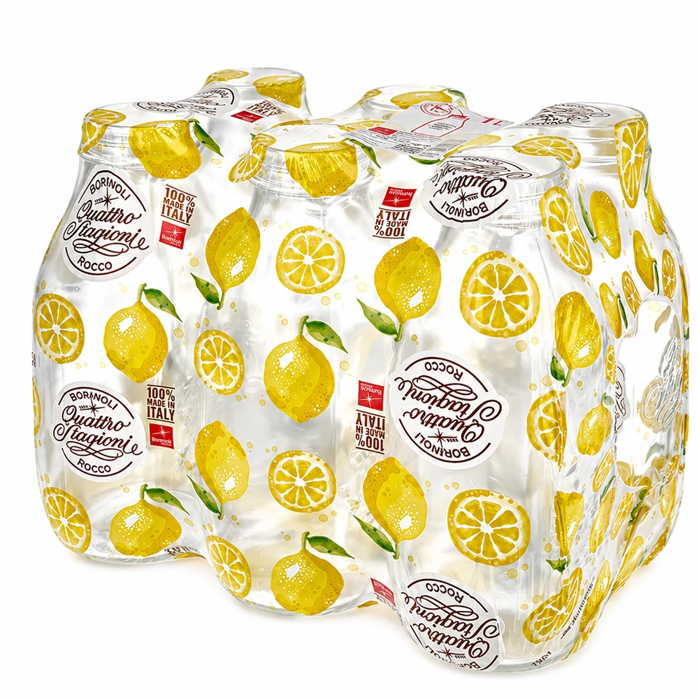 Bormioli Rocco Quattro Stagioni Bouteille à col large 1000ml avec motif citron Pack de 6 bocaux Italie