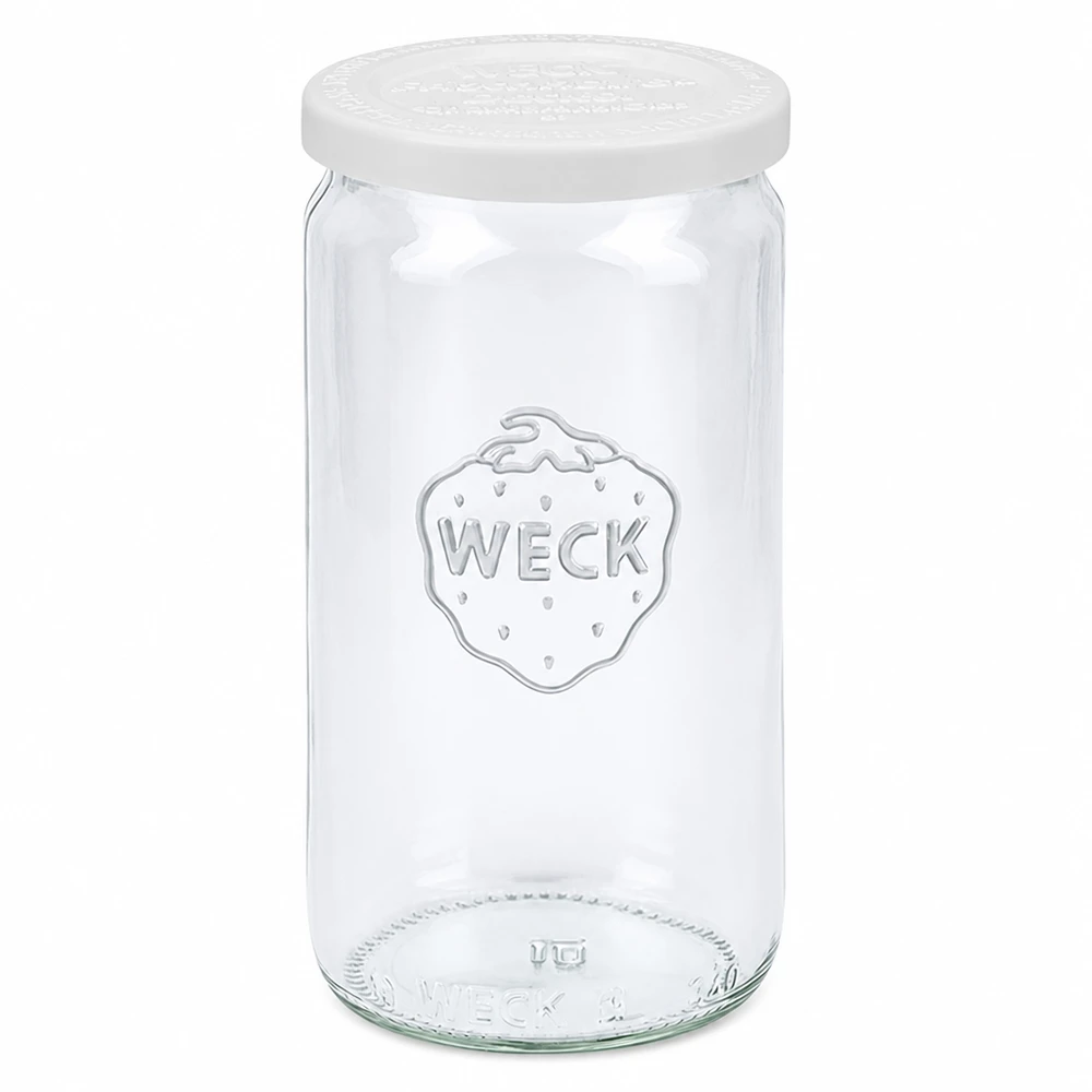 WECK Bocal cylindrique 340ml avec couvercle fraîcheur blanc RR60 Bocal à conserves transparent