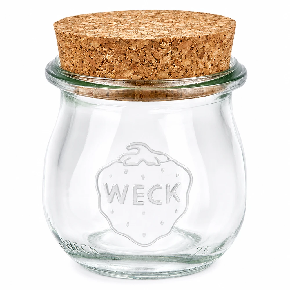 75ml bocal tulipe WECK RR40 avec bouchon nature WECK Bocal tulipe 75ml RR40 avec bouchon en liège naturel Bocal à conserves transparent Bocal à provisions
