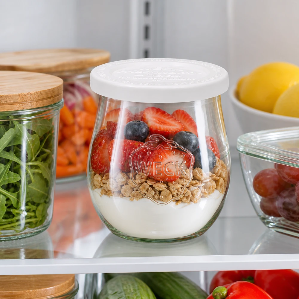 Bocal en forme de tulipe de 220 ml avec couvercle hermétique WECK RR60 WECK Pot tulipe 220ml RR60 Réfrigérateur Conservation - Petit déjeuner Céréales Baies Pots à provisions Cuisine organisée