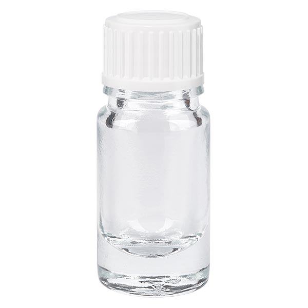 Flacon de pharmacie transparent 5ml bouchon à vis blanc Globuli Standart Flacon de pharmacie transparent 5ml bouchon à vis blanc Globuli Standart