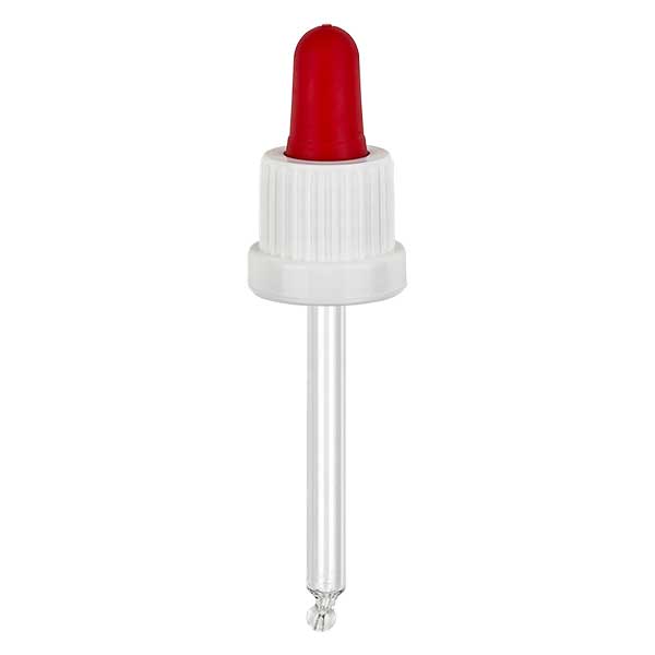 pipette en verre blanc/rouge 18mm, longueur 66 st. pipette en verre blanc/rouge 18mm, longueur 66 st.
