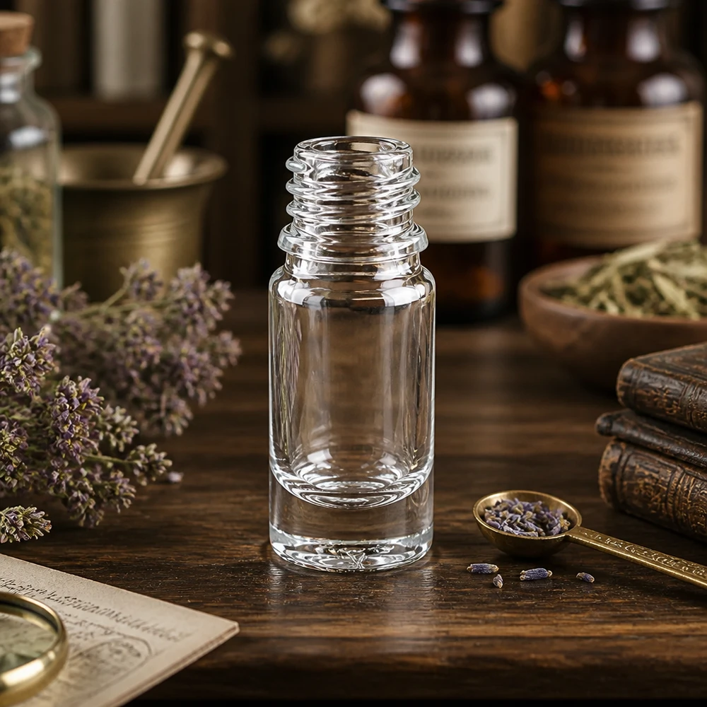 Flacon en verre transparent 5ml DIN 18 Bouteille de pharmacie vide 5ml ApoGlas avec col fileté pour huiles essentielles et essences