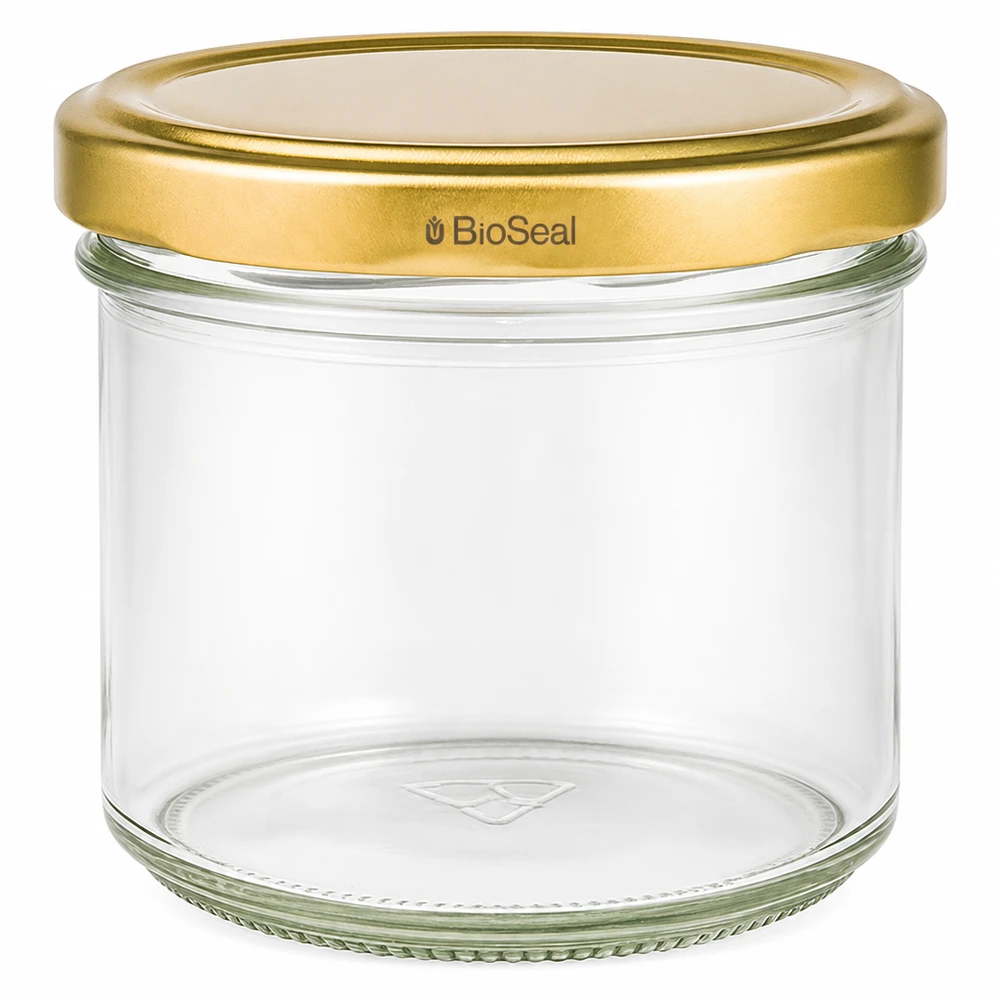 UNiTWIST Pot renversé 125ml avec couvercle TO66 BioSeal doré - pot de confiture et de conserve