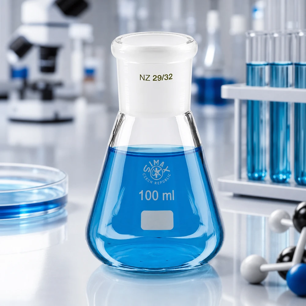 Erlenmeyer 100 ml col large, verre borosilicate avec rodage normalisé 29/32