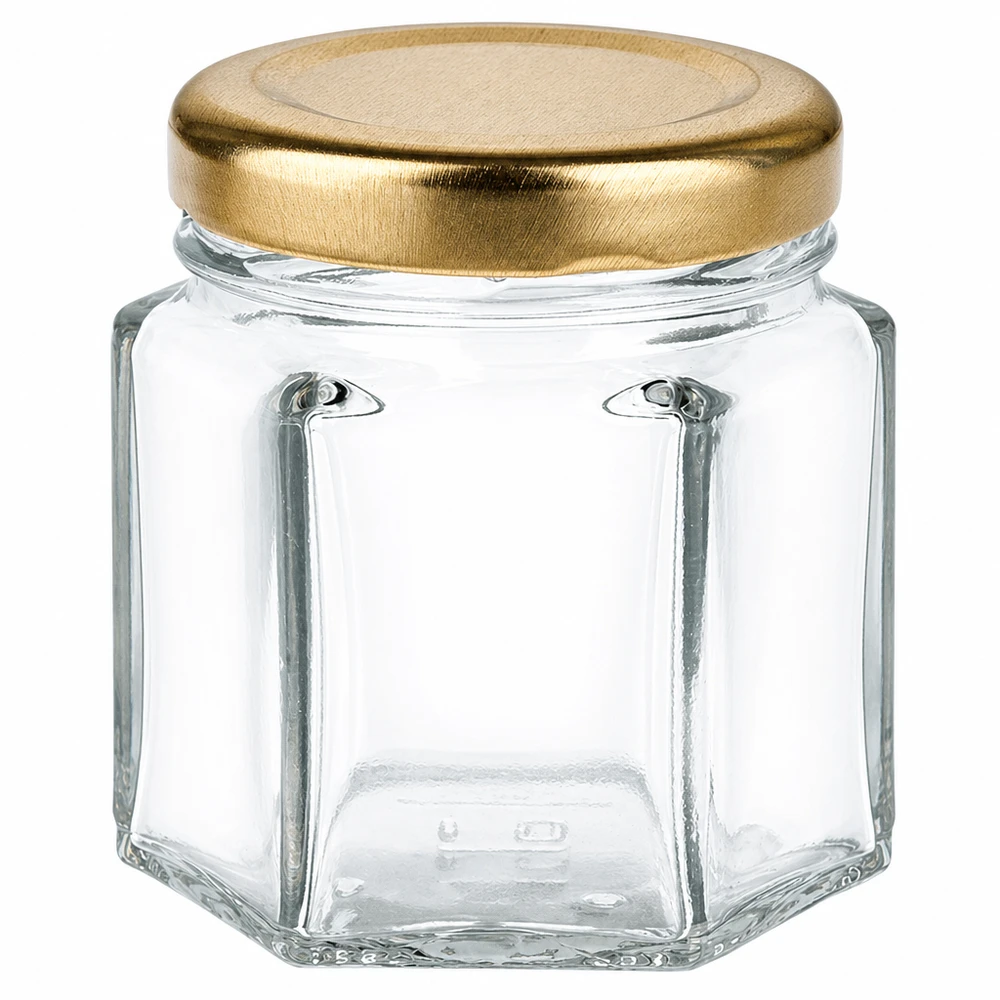 47ml Verre hexagonal avec couvercle BasicSeal or UNiTWIST 47ml Verre hexagonal avec couvercle BasicSeal or UNiTWIST