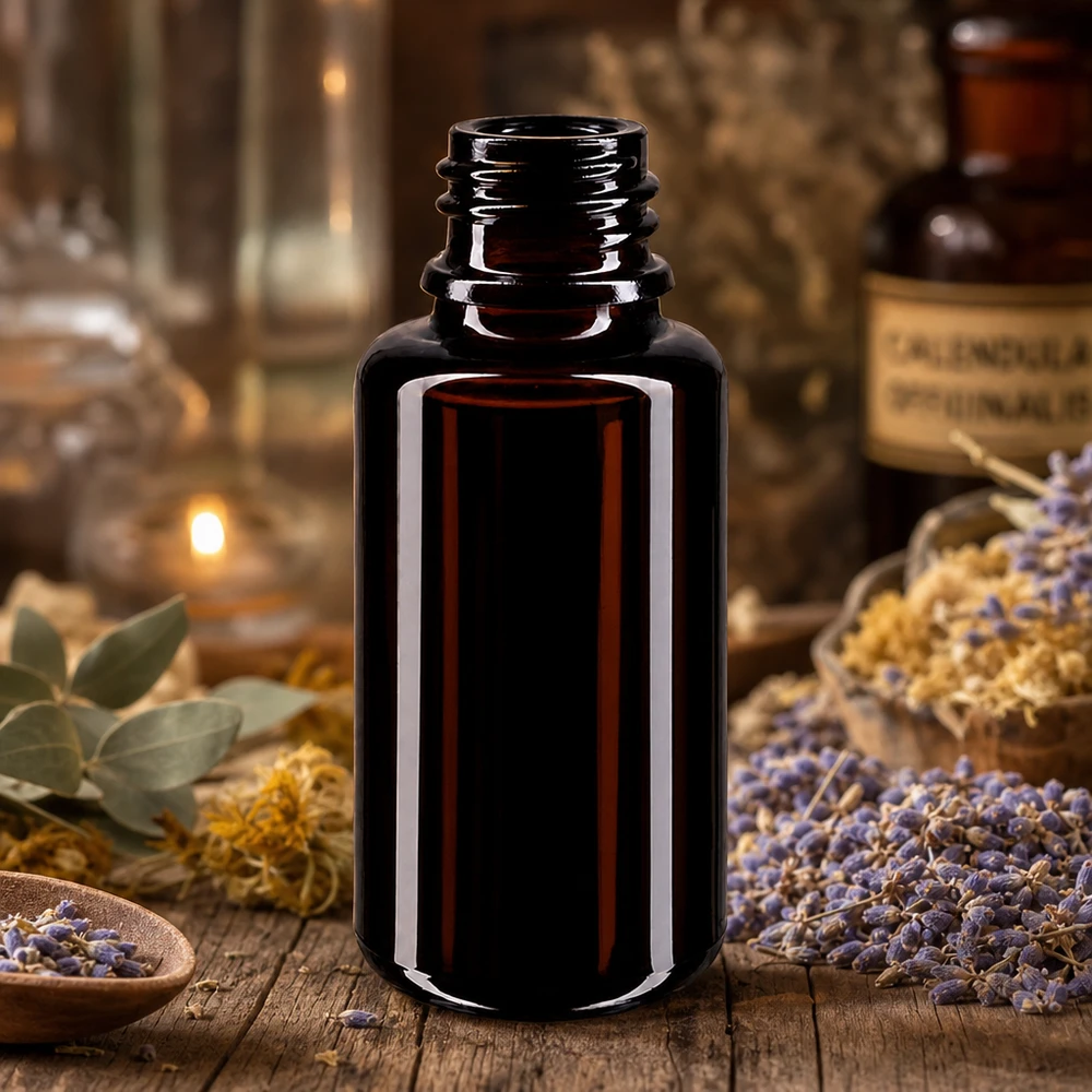 Flacon en verre violet 20 ml DIN18 (verre Miron) Flacon Orion 20ml de haute qualité en verre violet anti-UV pour les cosmétiques naturels