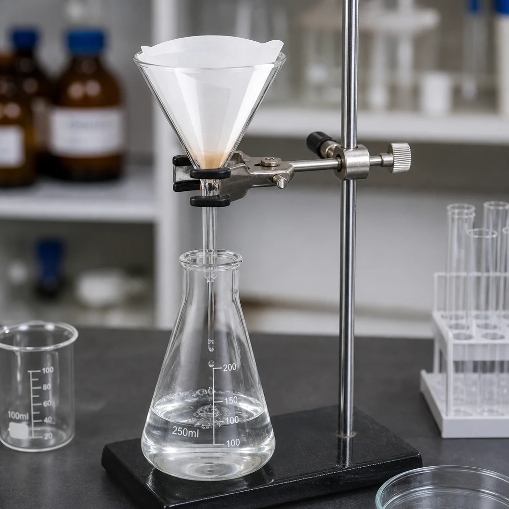Entonnoir Ø 85mm - verre borosilicate 3.3 - angle 60° Entonnoir en borosilicate résistant à la chaleur de 85 mm de diamètre avec un angle de 60 degrés pour les travaux de laboratoire