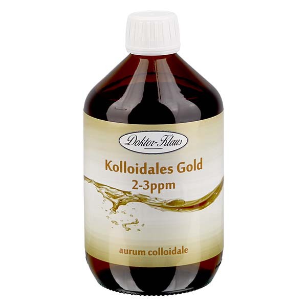 500 ml d'or colloïdal Doktor-Klaus, 2-3ppm, à recharger, dans un flacon PET brun 500 ml d'or colloïdal Doktor-Klaus, 2-3ppm, à recharger, dans un flacon PET brun