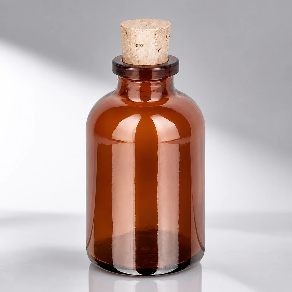 Flacon en verre ambré 30 ml avec bouchon de liège 11/14 mm Vintage Flakon 30ml Braunglas mit handelsüblichem Korken für Naturkosmetik