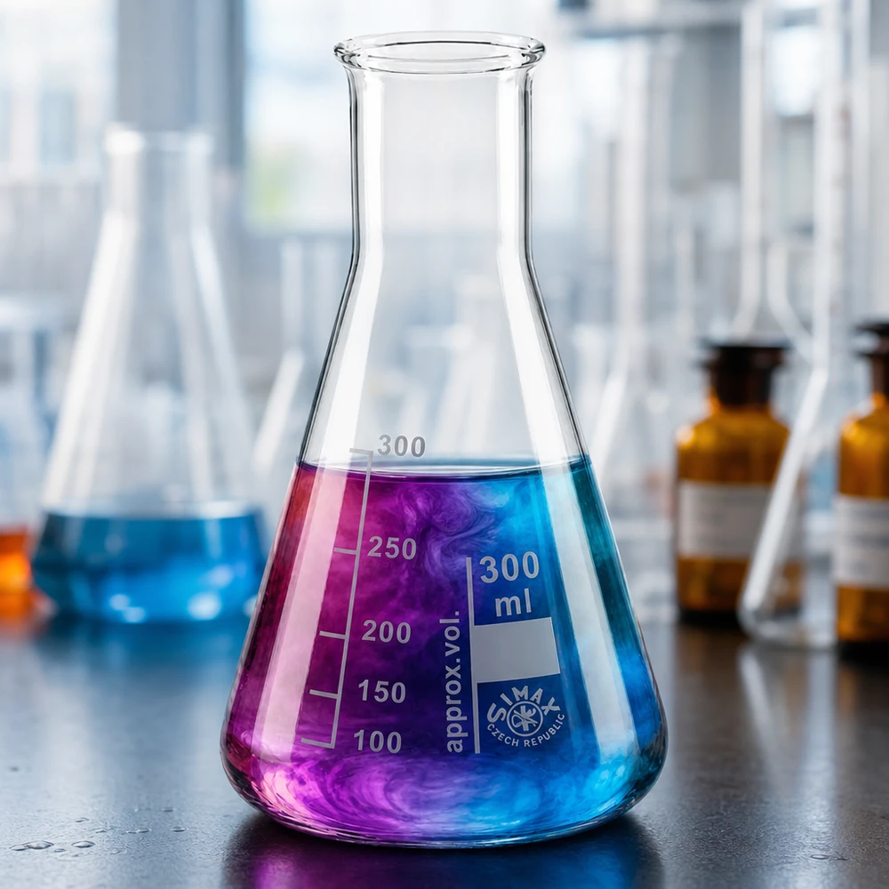 Erlenmeyer 300ml col étroit, verre borosilicate Erlenmeyer 300ml col étroit, verre borosilicate