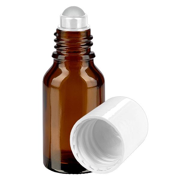 Flacon de pharmacie brun 15ml Roll-On bouchon blanc Flacon de pharmacie brun 15ml Roll-On bouchon blanc