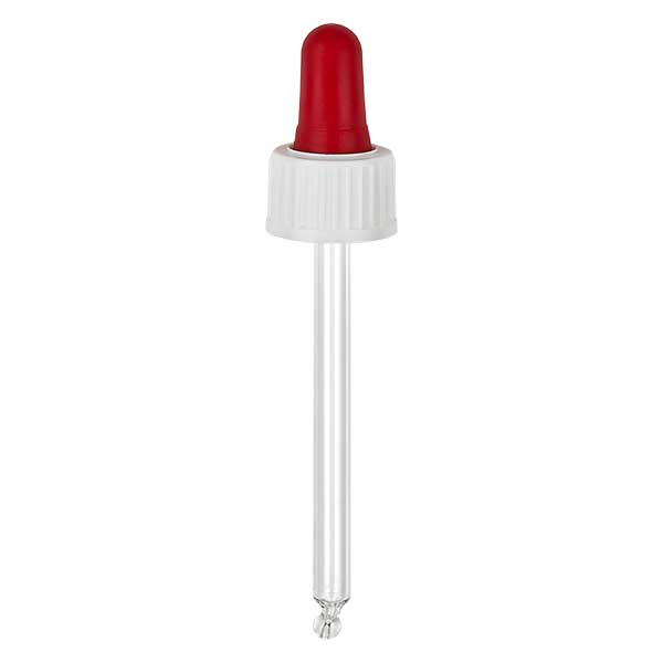 pipette en verre blanc/rouge 18mm, longueur 78 st. pipette en verre blanc/rouge 18mm, longueur 78 st.