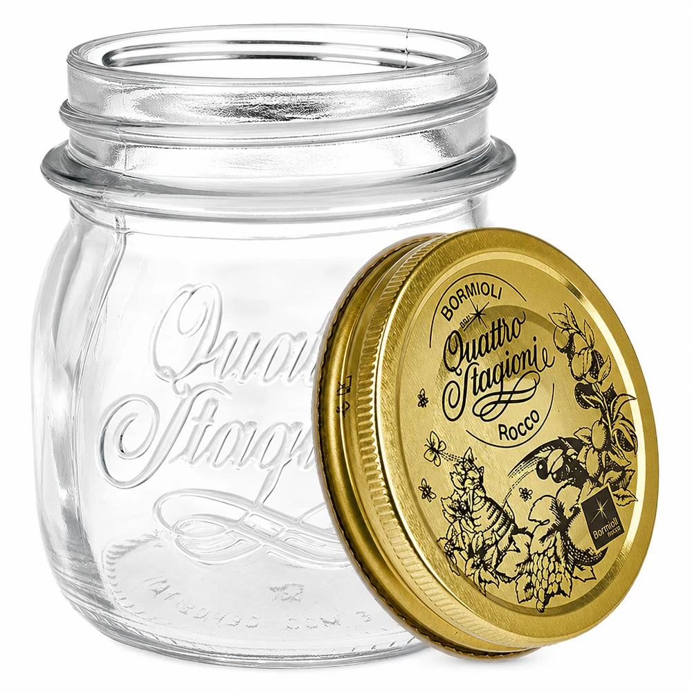 250ml bocal rond Quattro Stagioni avec couvercle doré bocal à conserves design italien