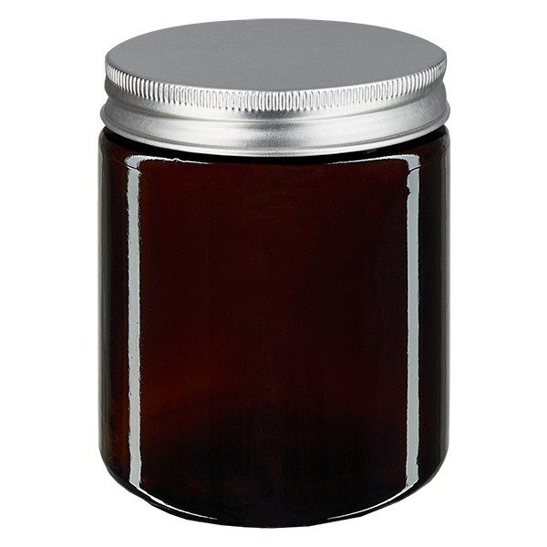 Pot en verre 180ml brun, avec couvercle en aluminium Pot en verre 180ml brun, avec couvercle en aluminium