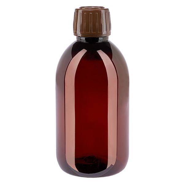 Bouteille PET 250ml avec bouchon marron,bouchon d'inviolabilité Bouteille PET 250ml avec bouchon marron,bouchon d'inviolabilité