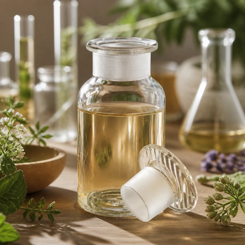 Flacon à épaulement arrondi de 100 ml, transparent, avec bouchon en verre à col large, pour huiles essentielles et extraits