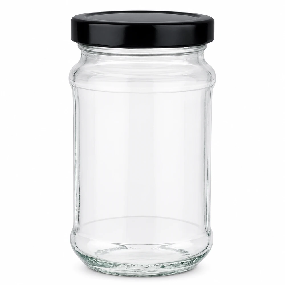 390ml bocal rond avec couvercle noir BasicSeal UNiTWIST - bocal à provisions vide en verre avec couvercle à visser
