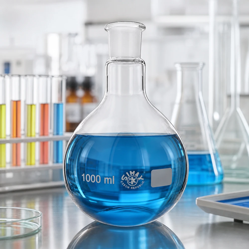 Ballon de réaction transparent 1000ml avec forme sphérique ergonomique et coupe de verre 29/32