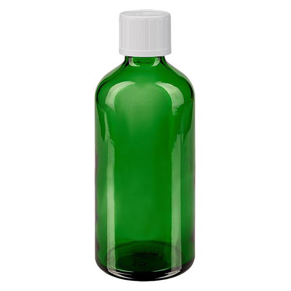 Flacon à pharmacie vert 100ml bouchon compte-gouttes blanc sécurité enfant standard Flacon à pharmacie vert 100ml bouchon compte-gouttes blanc sécurité enfant standard