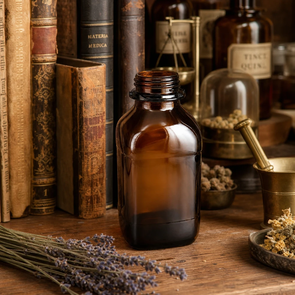 Bouteille en verre ambré de 1 000 ml à large goulot : la solution de conservation idéale Bouteille de pharmacie 1000ml en verre brun de style vintage pour les applications pharmaceutiques