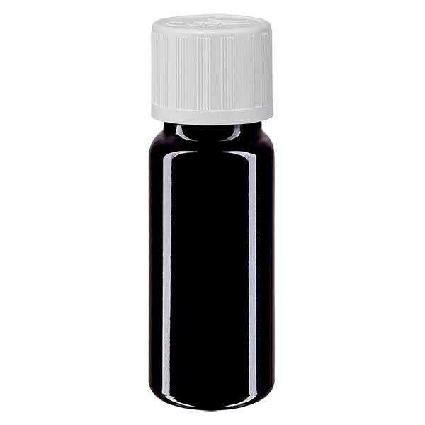 Flacon à pharmacie violet 10ml bouchon vissable blanc sécurité enfant standard Flacon à pharmacie violet 10ml bouchon vissable blanc sécurité enfant standard