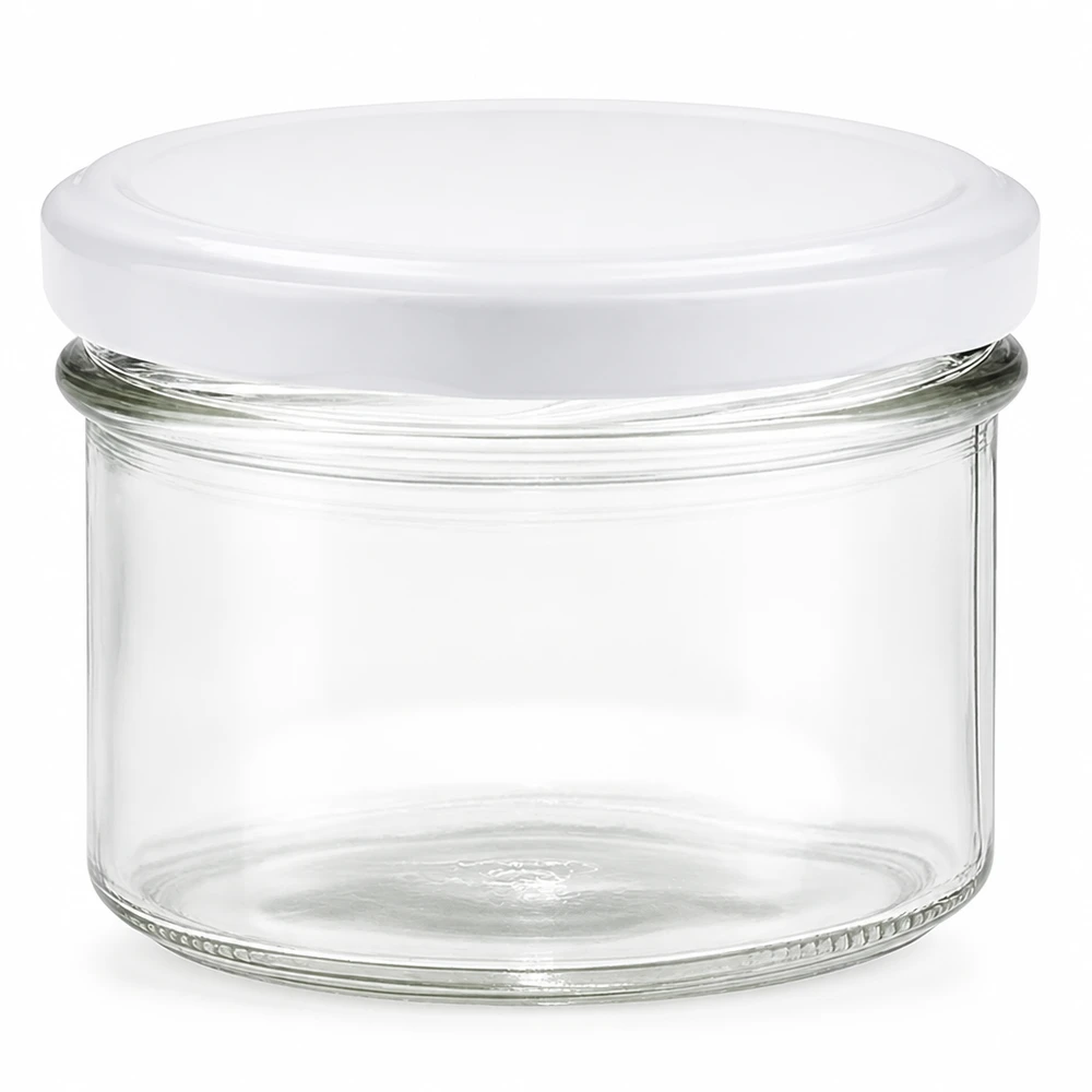 225ml Verre conique avec couvercle BasicSeal blanc UNiTWIST Bocal en verre de 225ml avec couvercle blanc BasicSeal, bocal en verre vide pour confitures et conserves