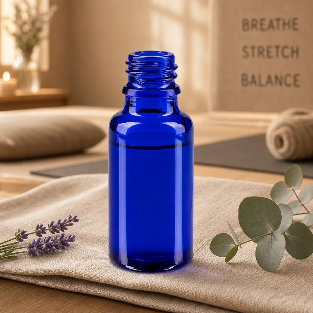Flacon avec compte-gouttes 20 ml DIN18 - verre bleu Flacon Premium ApoGlas 20ml bleu intense avec bord verseur précis pour un dosage exact