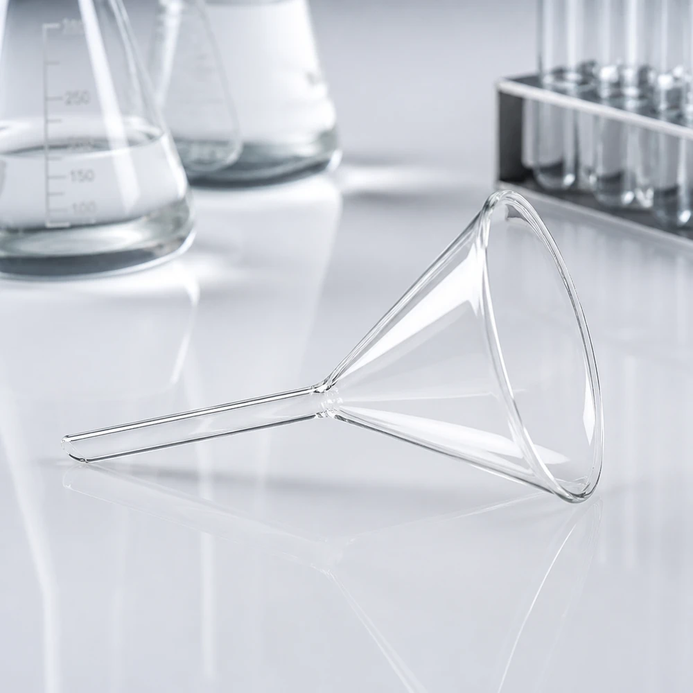 Entonnoir robuste en borosilicate avec un angle de 60 degrés et une ouverture de 100 mm pour les applications de laboratoire résistantes à la chaleur