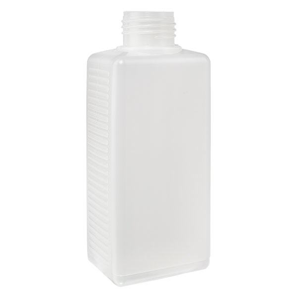 Flacon carré 250 ml en HDPE clair, ND 25 sans bouchon Flacon carré 250 ml en HDPE clair, ND 25 sans bouchon