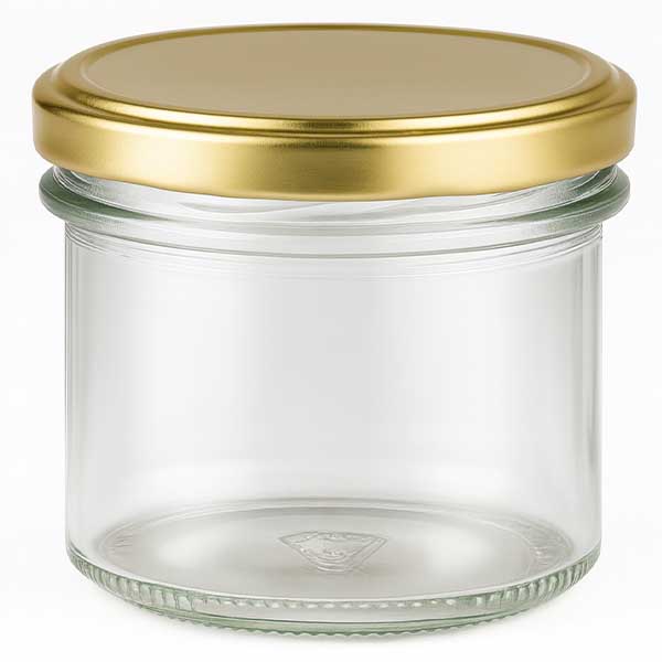 125ml Verre conique avec couvercle BasicSeal or UNiTWIST 125ml Sturzglas leer mit goldenem BasicSeal Deckel UNiTWIST für Marmelade und Konserven