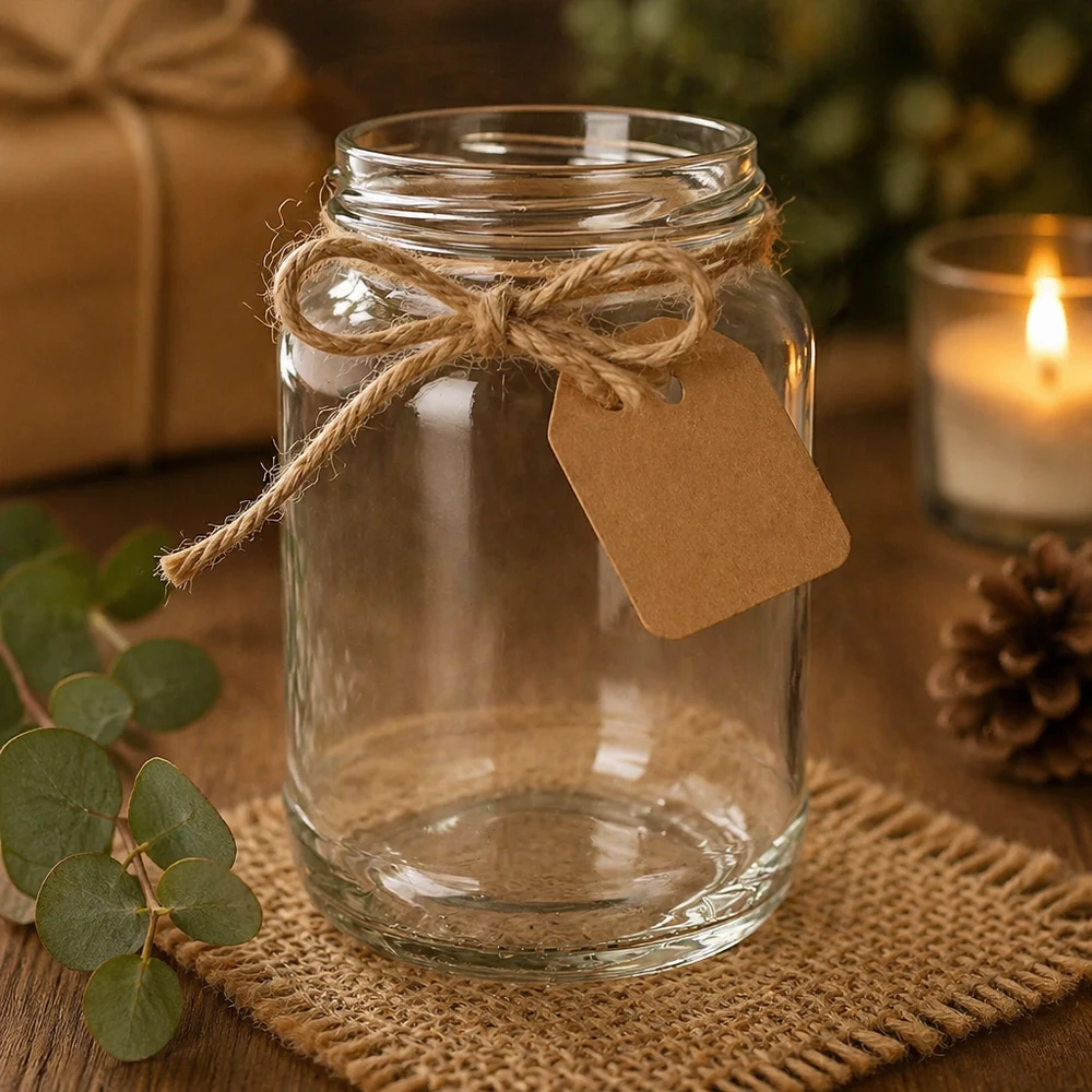 UNiTWIST Runda1700 Verre renversé 1700ml TO100 décoratif avec cordon de jute étiquette cadeau rustique décoration