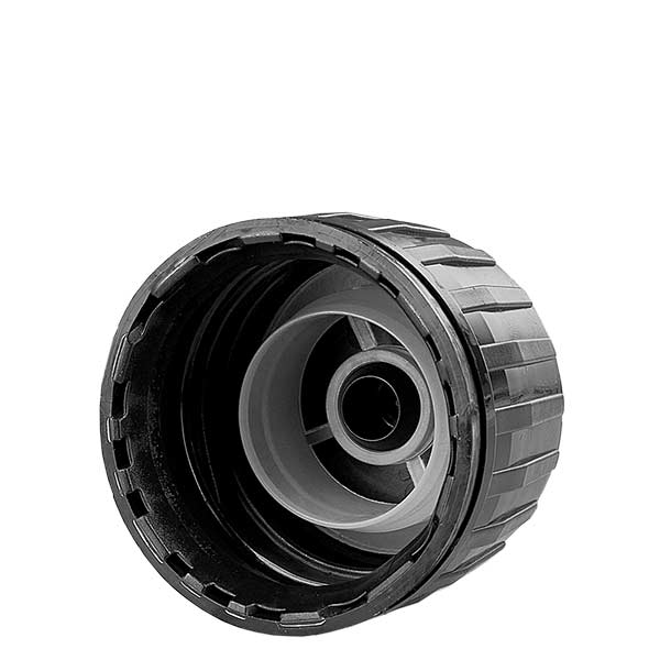 Bouchon à vis noir avec bague d'inviolabilité PP28 ApoGlas