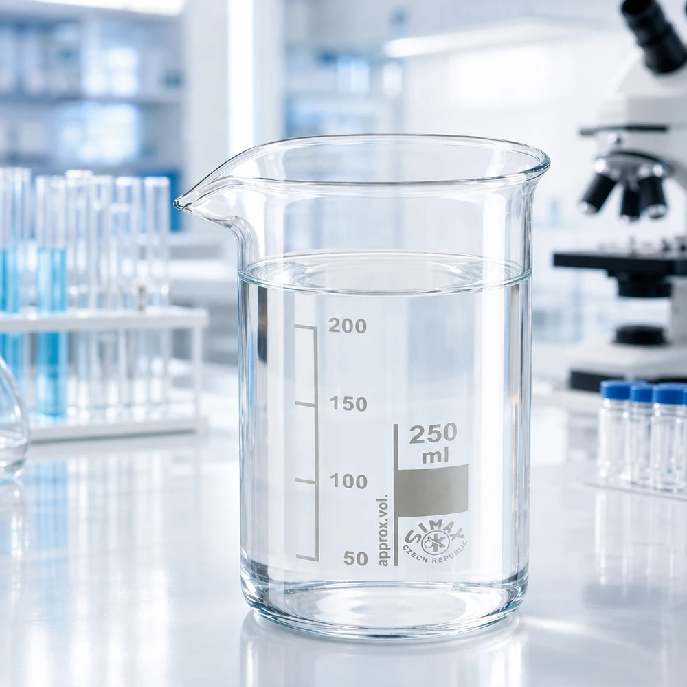 Bécher de laboratoire transparent de 250 ml, forme haute, en verre borosilicaté Simax, avec graduation en ml gravée au feu
