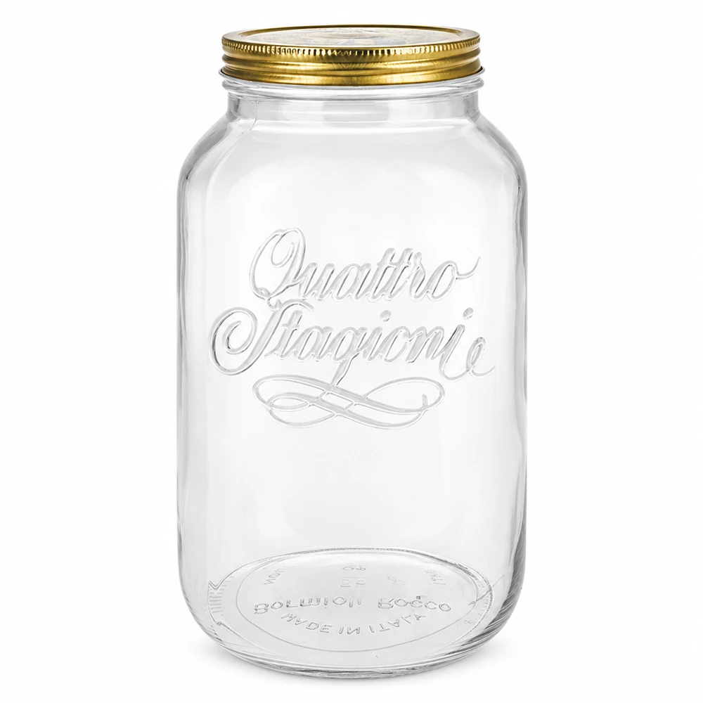 Quattro Stagioni Pot rond 3800ml avec couvercle à vis doré Pot de conservation design italien vide